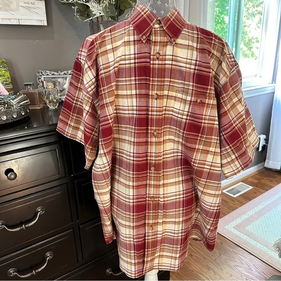 Orvis Vintage Cotton Plaid Short Sleeve Button Down Shirt Size L Normcore - Picture 2 of 13